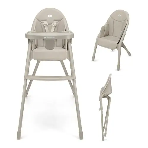 Kinderkraft DINNLY Hochstuhl, Kinderhochstuhl, Babystuhl, Kombihochstuhl, Sicherheitsgurte, Fußstütze, Tablett, ab 6 Monate bis 5 Jahre, Beige