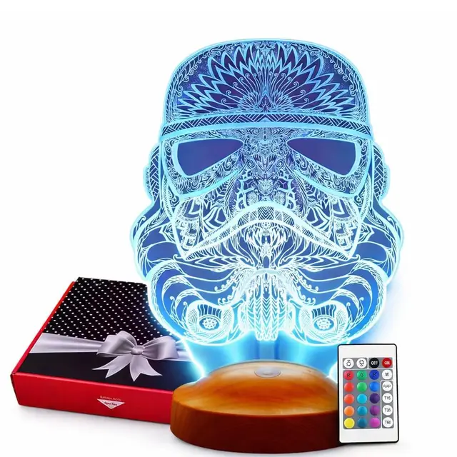 Stormtrooper Star Wars Lampe Personalisierte Geschenke mit Gravur 3D Led Lampe Wunschtext Schlummerlicht Farbwechsel Dekor Lampe