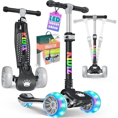 KIDIZ® Roller Kinder Scooter X-Pro2 Dreiradscooter mit PU LED Leuchtenden Räder Kinderroller faltbar Tret-Roller höhenverstellbarer Cityroller Kinderscooter für Jungen Mädchen 3-12 Jahre