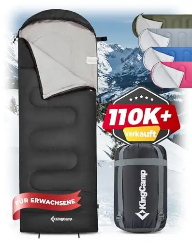 KingCamp Schlafsack für Erwachsene, kaltes Wetter & warm, XL, große und hohe Flanell-Schlafsäcke mit Kompressionssack, tragbar, wasserdicht, Zubehör für Outdoor-Camping