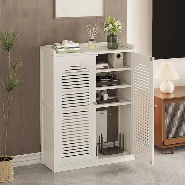 Aufbewahrungsbox für WLAN-Router mit 2 Ebenen, WLAN-Box, verdeckt Kabelsalat und Geräte, für Zuhause, Schlafzimmer, Wohnzimmer (Weiß, 23,2 x 9,8 x 38,2 Zoll)