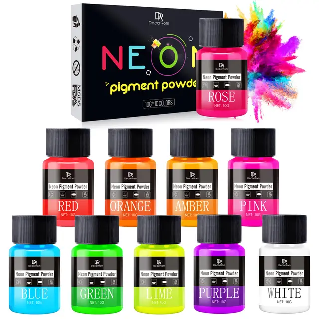 decorrom neon pigment pulver 10 farben