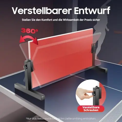 Pingpong Tischtennis Rebound Board Tischtennis Rückschlagbrett mit 8 Bretter Gummis, 360°-Winkelverstellung Ping-Pong Rücksprungbrett Für Home Gym