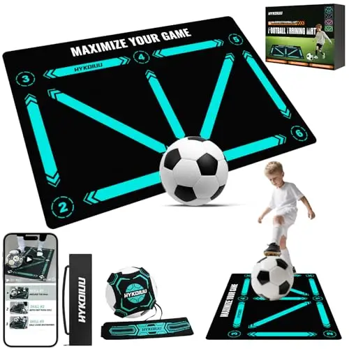 Fussball Matte Mit Trainingsvideo Rutschfest Silent Fussballmatte Training Kinder Trainingsmatte Für Ballkontrolle & Schritt-übungen Stoßdämpfende Fußball Trainingsmattem Trainingszubehör