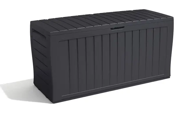 Keter Marvel Plus Aufbewahrungsbox, 270L Fassungsvermögen, wetterfest & langlebig, Sitzgelegenheit für 2 Personen, Grau, ideal für Garten, Terrasse & Balkon