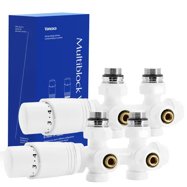 VANCOCO 2Stk Thermostat Hahnblock 50mm Eurokonus Heizkörper Set