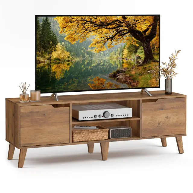 vasagle tv-schrank 147 cm honigbraun
