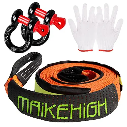 MAIKEHIGH Abschleppseil 5 m × 5 cm 10 Tonnen mit Haken