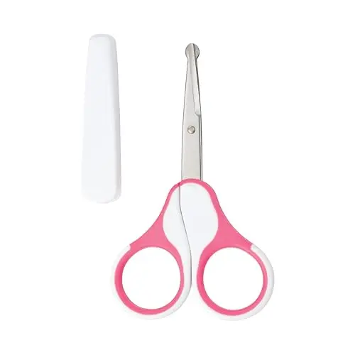 babynova Baby Schere mit Schutzkappe – Edelstahl Nagelschere mit abgerundeten Spitzen für sicheres Schneiden von Baby Nägeln – Rutschfeste Griffe für präzise Pflege – BPA-frei – Rosa