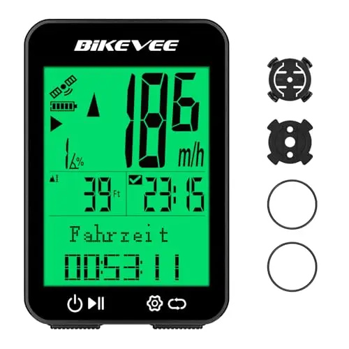 Bikevee Fahrradcomputer GPS Kabellos 2,4 Zoll LCD IPX7