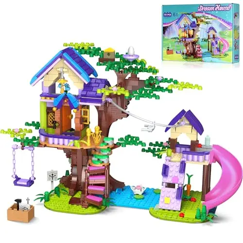 Friends Baumhaus-Bauset, 791 PCS City Wald Haus Wohnung, Baustein-Spielzeug mit Schaukel, Weihnachten & Ostern für Kinder, Mädchen und Jungen ab 6+