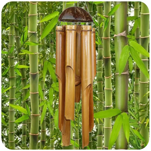 Simandra Bambus-Windspiel 60 cm Klangröhren für Garten