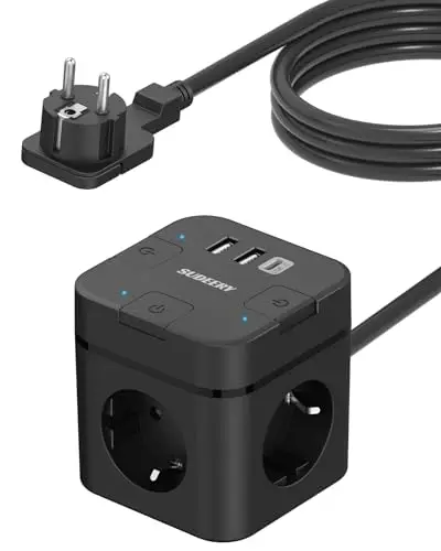 sudeery steckdosenwürfel 3-fach usb