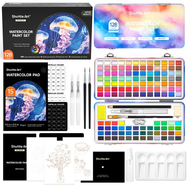shuttle art 128er aquarellfarben set