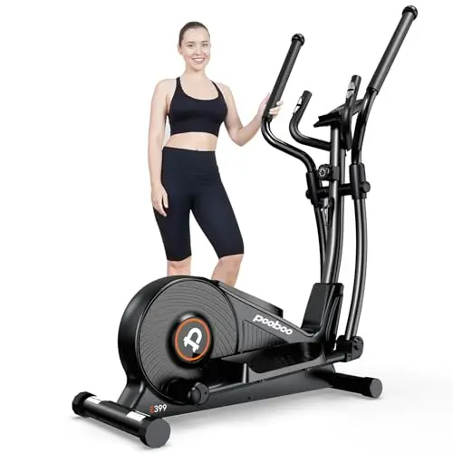 pooboo Elliptischer Crosstrainer mit 16-stufigem Widerstand und hyperleisem Magnetleitsystem, Ellipsentrainer für zu Hause mit LCD-Monitor und 15,5 Zoll Schrittlänge