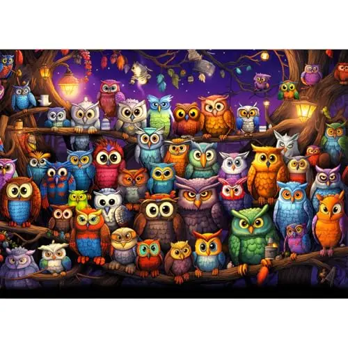 HUADADA Puzzle 1000 Teile für Erwachsene – Eule Motiv, Klassisches Puzzle mit mattem Augenschonendem Druck, Hochwertiges Geschenk für Puzzle-Enthusiasten