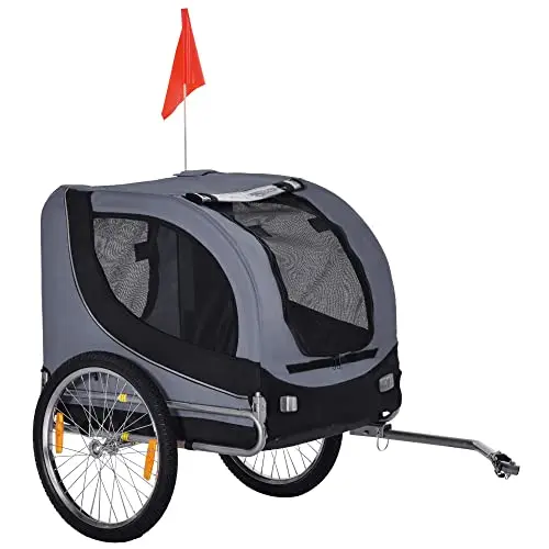 pawhut hundeanhänger fahrrad grau
