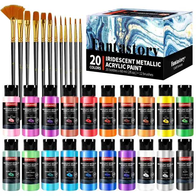 fantastory acrylfarben set metallic 20