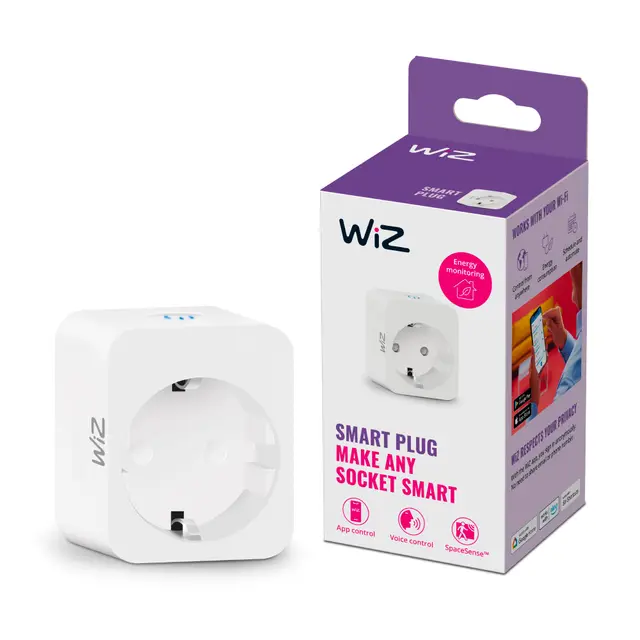 WiZ Smart Plug, Typ F, 230 V, einfache Einrichtung, Standardstecker, intelligente Steuerung, Sprachbefehle, mit Leistungsmesser, 1er-Pack
