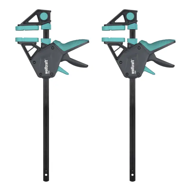 wolfcraft 2 Einhandzwingen PRO - Spannkraft 150 kg - Die komfortable Zwinge für den Allroundeinsatz - 300 mm Spannweite - Made in Europe - 8676060