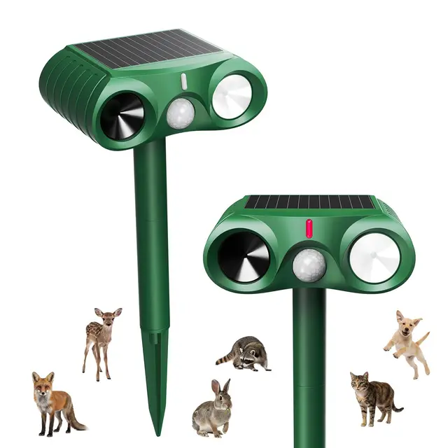 Solar Katzenschreck, Ultraschall Tiervertreiber Katzenabwehr, Wasserdicht Marderschreck mit PIR-Bewegungssensor Katzenschreck für Garten, Wirksam Gegen Katzen, Hunde, Marder, und Vögel Schädlineg (1)