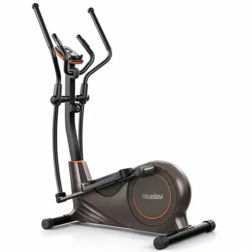 Niceday x Bodyjoy Ellipsentrainer, Crosstrainer für Zuhause mit 51 cm Schrittlänge, 32 Magnet-Widerständen und 20-stufiger Power-Incline (Black+Gold)