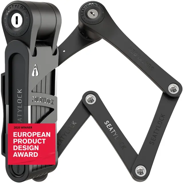 FoldyLock Compact Fahrrad Faltschloss – Patentiertes Testsieger Fahrradschloss mit Schlüssel und Halterung für Hohe Sicherheit – Leicht und Sicher für Ebike, e Scooter und Roller – 85 cm