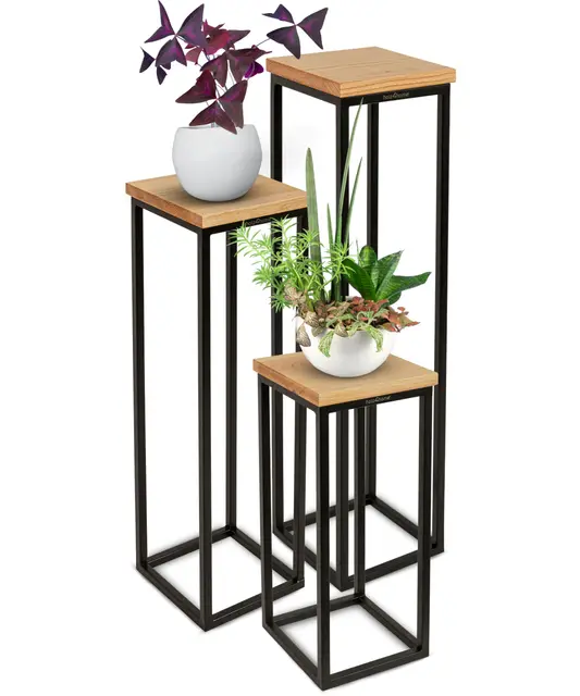 holz4home blumenständer eiche 3-etagen