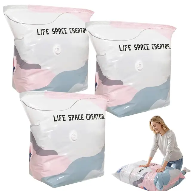 No-Pump Large Vacuum Storage Compression Bags, 2026 New Vacuum Storage Bags, Luftdichte Kompressionsbeutel für Kleidung Kissen Bettdecken Decke (3, 70x50x30cm)