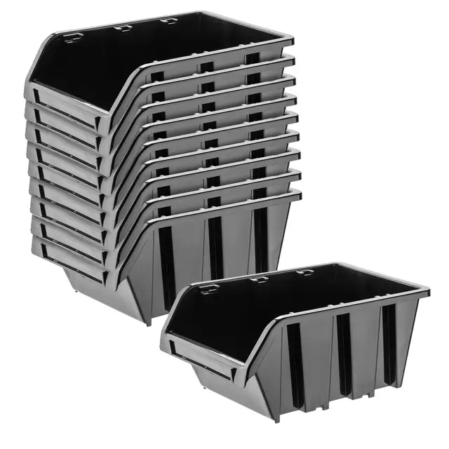 KADAX Stapelbox PP-Kunststoff 195×120×90 mm Schwarz 10er-Set