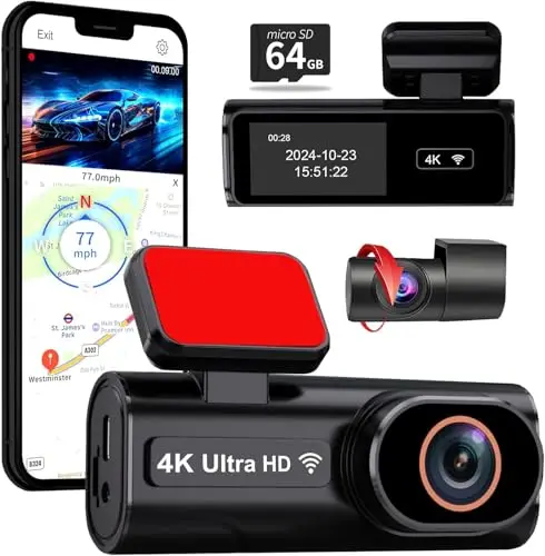 plinader dual dashcam 4k gps