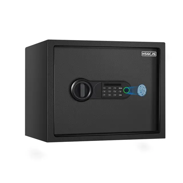 HSGCJS Biometrischer Fingerabdruck Home Safe Box, 31L, Passwortsafe Box mit Tastatur, für Hotel, Büro, Schwarz
