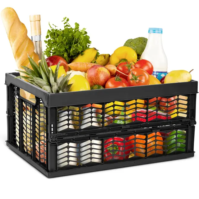 Novaliv Einkaufskorb Klappbox 30L Schwarz faltbar stabil Klappkorb Tragebox Klappkiste Kitchen storage toy basket box Einkaufstasche Korb Küche