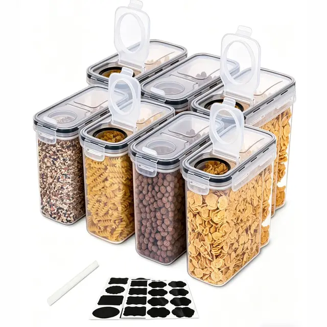 6er Müslibox mit Deckel 4L Vorratsdosen mit Deckel Etiketten luftdicht Aufbewahrungsboxl Küche Aufbewahrung Aufbewahrung für Mehl Müsli Reis Katzenfutter Hundefutter Futter Haustiere Nudeln