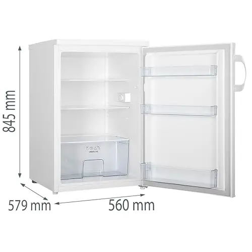 Gorenje R49DPW Tischkühlschrank/Freistehend/EEK D / 39 dB / 133 Liter/Gemüsefach/LED Beleuchtung/Türanschlag wechselbar/HxBxT 84,5 x 56 x 57,9 cm/Weiß