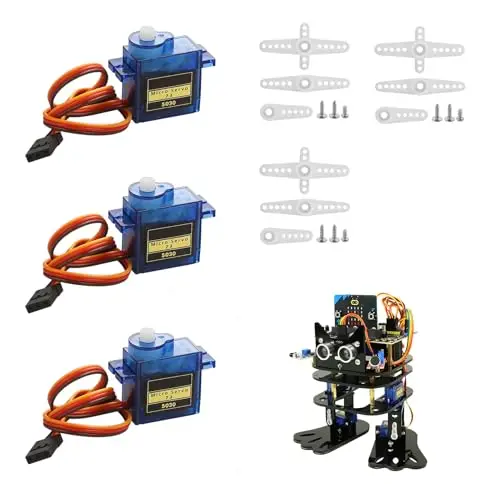 3 Stück 9G Servo Motor Micro, SG90 Servo für Arduino, Mini Servos für RC-Projekte, Roboterarm, Hubschrauber, Boote und Fahrzeuge Steuerung mit Kabel, Control Angle 180°, Blau