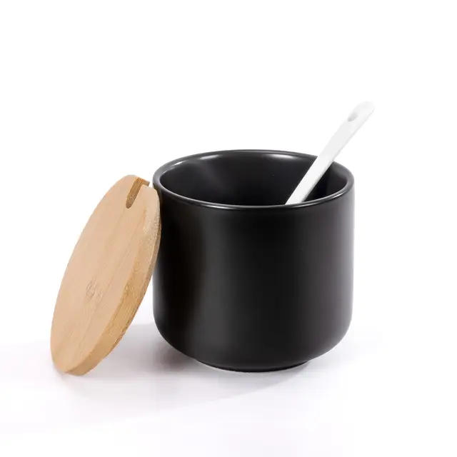 cretosou keramik zuckerdose schwarz mit