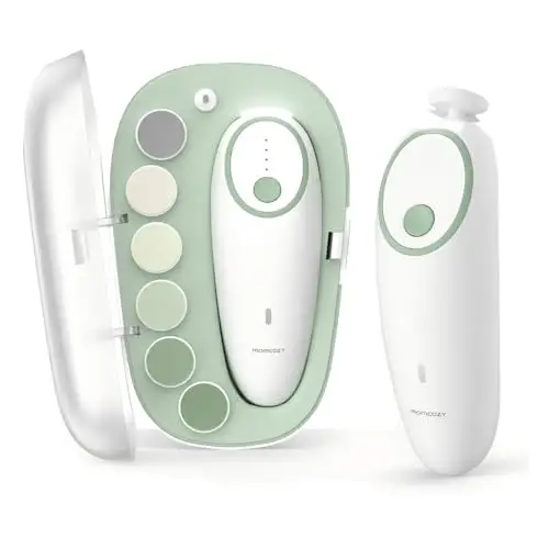 Momcozy Baby Nagelfeile Elektrisch, Sanfter Baby Nageltrimmer Elektrisch Wiederaufladbar, Baby Nagelknipser Elektrisch, 7 Schleifkopf Ersatzpads