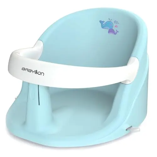BABYLON Baby Badesitz für Badewanne Nemo – Badewannensitz Baby ab 6 Monate – Rutschfester Baby Bath Seat mit Saugnäpfen – Badesitz Baby, hellblau-weiß
