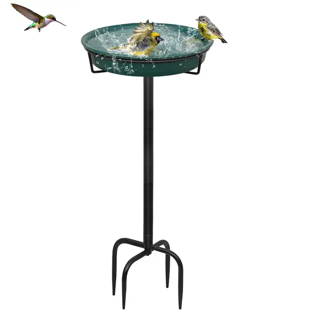 35.5in Vogeltränke Vogelbad Futter Schale Wasserstelle Stehend, Vogelbad Garten für Wildvögel Wassertränke für Vögel, Vogeltränke Groß Frostsicher Winterfest Vogeltränke (grün)