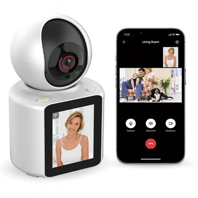 Smart Babyphone mit kamera, 2,8 Zoll 1080p HD, Video/Sprachanruf mit einem Klick oder per Sprachwahl Geräuschaktivierungsmodus, Gegensprechen, Nachtsicht, Zoom, 360° Rotation, Bewegungserkennung