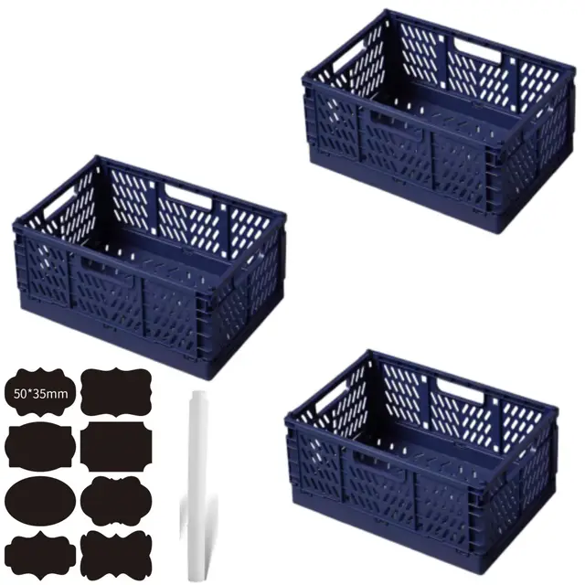 3 Stück Klappbox Klappkiste Blau 30×20×12 cm Klappboxen Faltbar Stabil Klappkorb Faltbar Klappkorb Aufbewahrungsbox Boxen Aufbewahrung für Küche,Arbeitszimmer,Büro