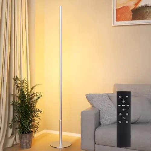 Stehlampe Wohnzimmer, LED Standleuchte mit Fernbedienung LED Ecklampe Dimmbar Stehleuchte mit Stufenlose 2700K-6500K Farbtemperaturen & Helligkeit, Modern Stehlampe für Schlafzimmer, 147CM