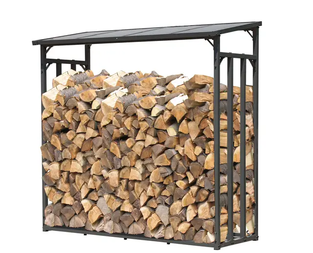 QUICK STAR Metall Kaminholzregal Außen 143 x 70 x 145 cm, Pro - 40 mm Stahlprofil, Anthrazit, Wetterfest, Kapazität 1,4 m³ (2 SRM), M Garten Kaminholzunterstand Stapelhilfe