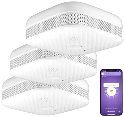 VisorTech Smart Rauchmelder: 3er-Set WLAN-Rauch- & Hitzemelder mit weltweiter App-Benachrichtigung (Rauchmelder Handy, App-gesteuert, Home)