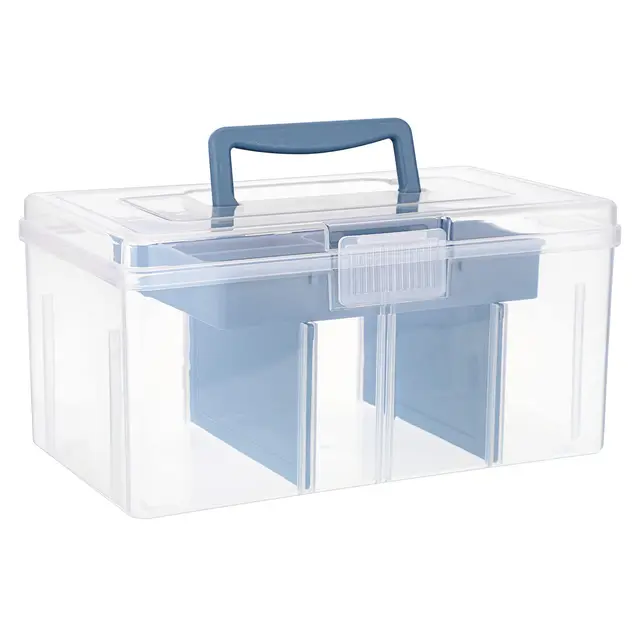 IGNPION Clear Craft Stapelbare Aufbewahrungsbox mit Ablageschale, Kunststoff, 7 Fächer, Mehrzweck-Aufbewahrungsbehälter zum Aufbewahren und Organisieren von Spielzeug, Kunsthandwerk, Schreibwaren