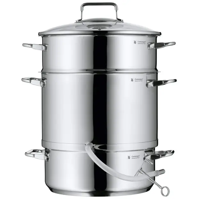 WMF Entsafter Dampfentsafter Induktion 7l, Fruchtentsafter mit Glasdeckel 25 cm, Cromargan Edelstahl poliert