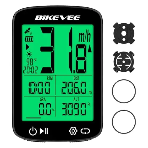 GPS Fahrradcomputer Kabellos Tacho Fahrrad IPX7 Wasserdicht mit Temperatur Höhe Steigung 2,4 Zoll Display Auto Start Stopp KMH MPH