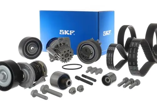 SKF Wasserpumpe und Zahnriemen/Keilrippenriemen mit Stehbolzen mit Dichtungen/Dichtungen VKMC 11001 – Set – Höhe 171 mm Länge 271 mm Breite 142 mm