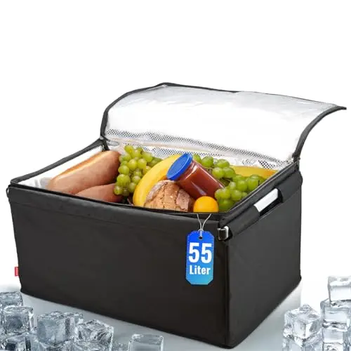 achilles Transportbox mit Kühlfunktion, Einkaufskorb mit Kühleinsatz, Kühlkorb groß, Einkaufskorb, klappbarer Kühlkorb, klappbare Kühlbox